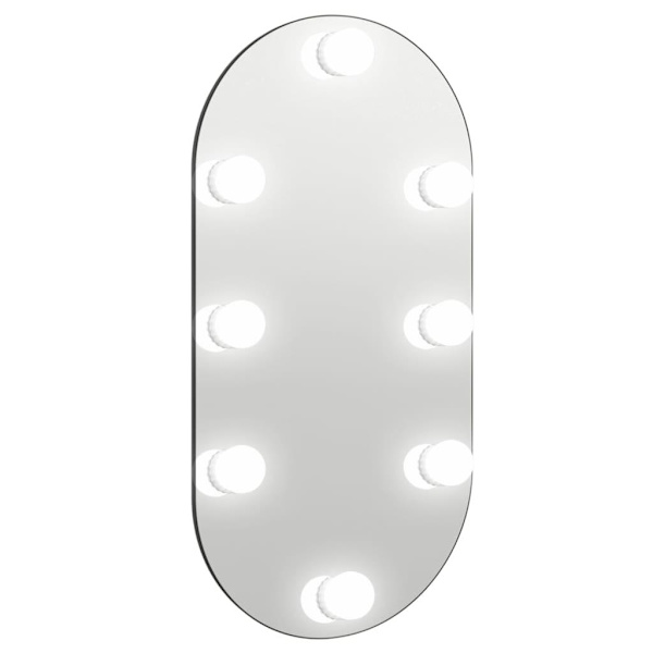 vidaXL Spegel med LED-lampor 60x30 cm glas oval Silver
