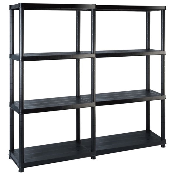 vidaXL Förvaringshylla 4 hyllor svart 122x30,5x130 cm plast Svart