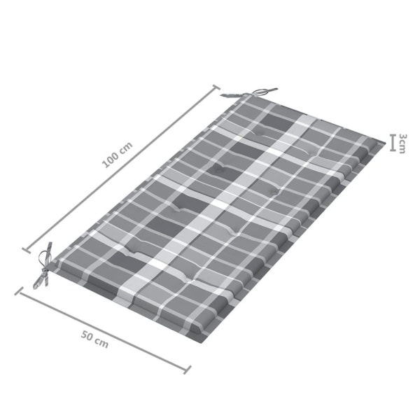 vidaXL Bänkdyna för trädgården grårutig 100x50x3 cm oxfordtyg multifärg