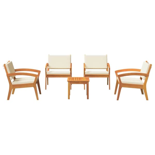 vidaXL Bistroset med kudde 5 pcs Brun Polyester Brun