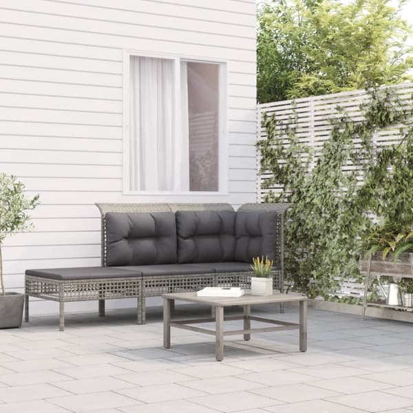 vidaXL Loungegrupp med dynor 3 delar konstrottning grå Grå