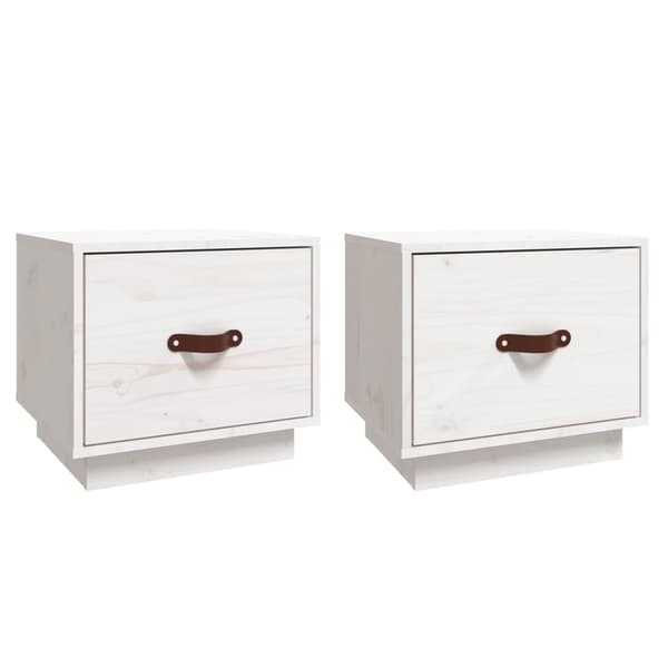 vidaXL Sängbord 2 st vit 40x34x35 cm massivt furuträ Vit