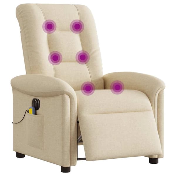 vidaXL Elektrisk massagefåtölj gräddvit tyg Kräm