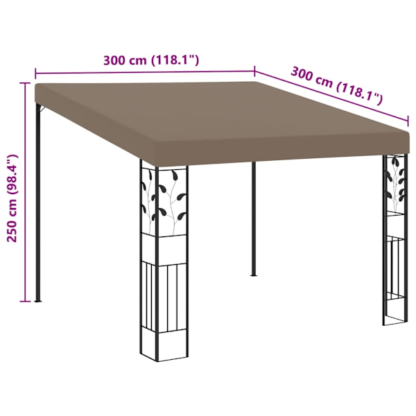 vidaXL Väggmonterad paviljong 3x3x2,5 m taupe Taupe
