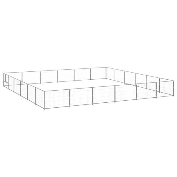 vidaXL Hundgård silver 36 m² stål Silver