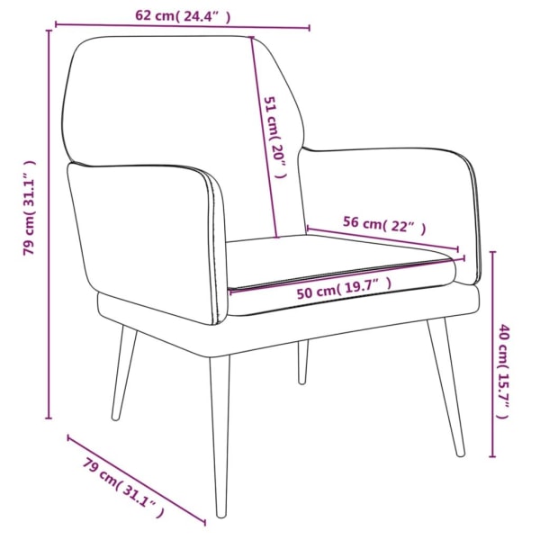 vidaXL Fåtölj svart 62x79x79 cm sammet Svart