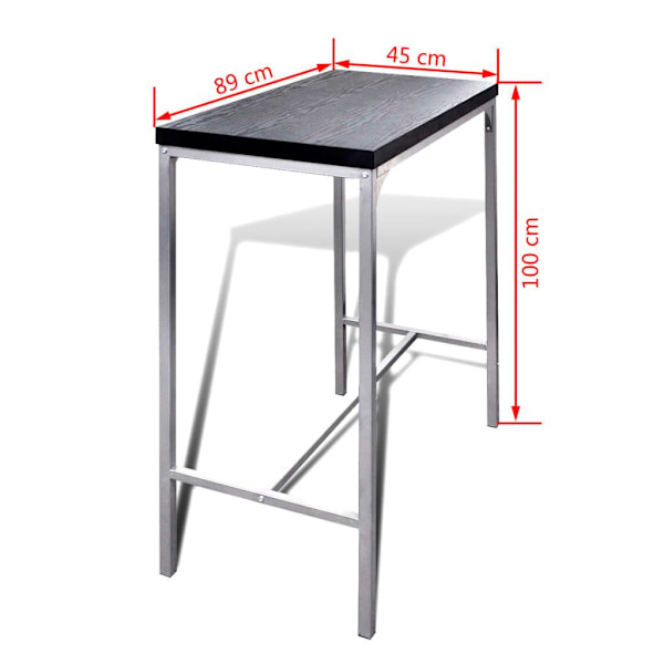 vidaXL Barstolar med bord hög-design metall + svart Svart