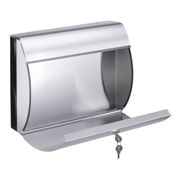 HI Postlåda med tidningshållare 38x13,3x30,4 cm rostfritt stål Silver