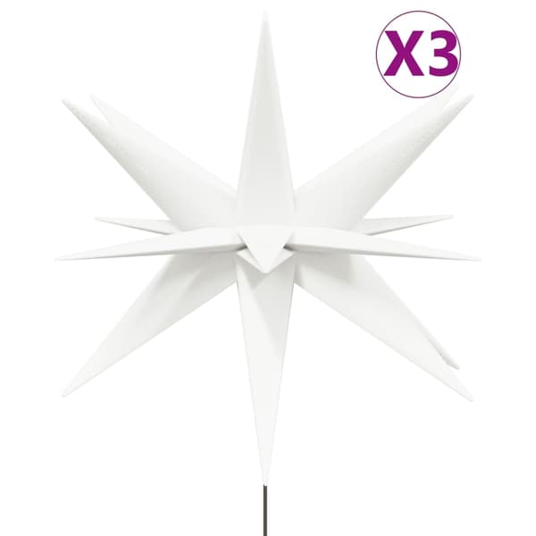 vidaXL Stjärnor med spett LED 3 st vikbar vit 57 cm Vit