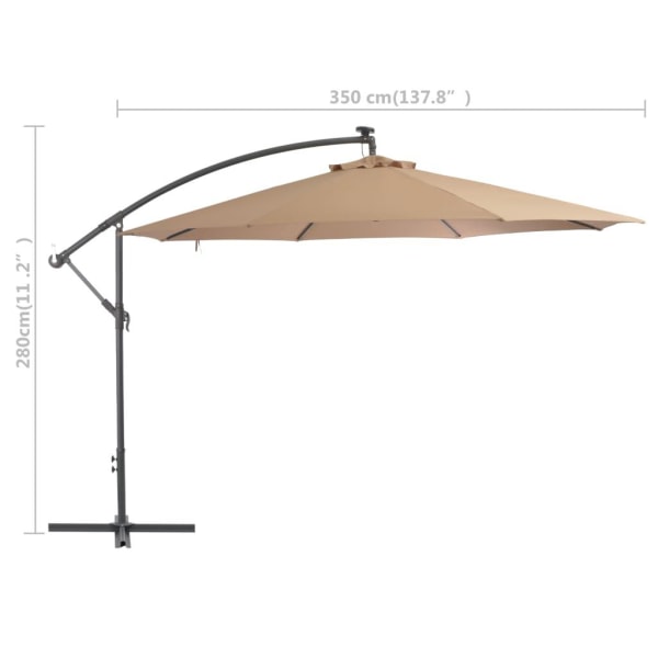 vidaXL Frihängande parasoll med aluminiumstång 350 cm taupe Taupe