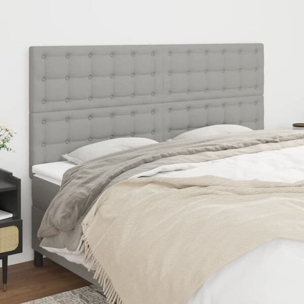 vidaXL Sänggavel 4 st Ljusgrå 80x5x78/88 cm tyg Grå