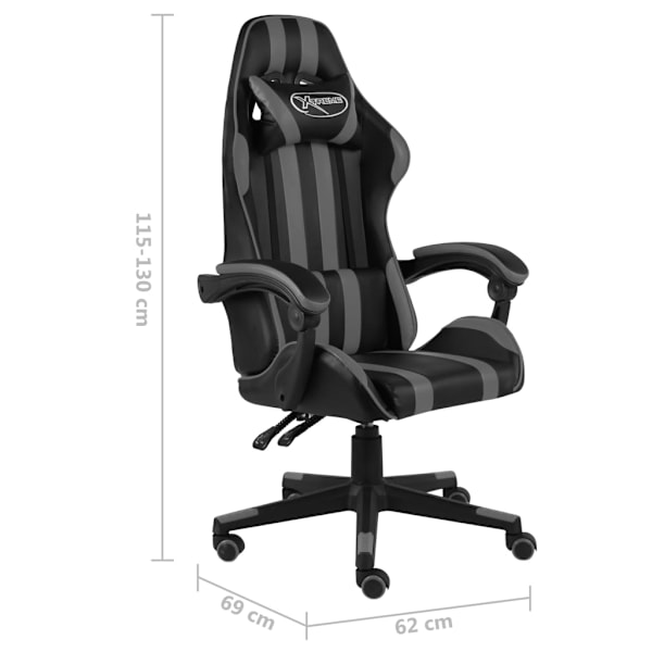vidaXL Gamingstol svart och grå konstläder grå