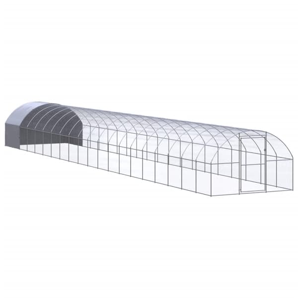 vidaXL Hönsbur för utomhusbruk 3x20x2 m galvaniserat stål Silver