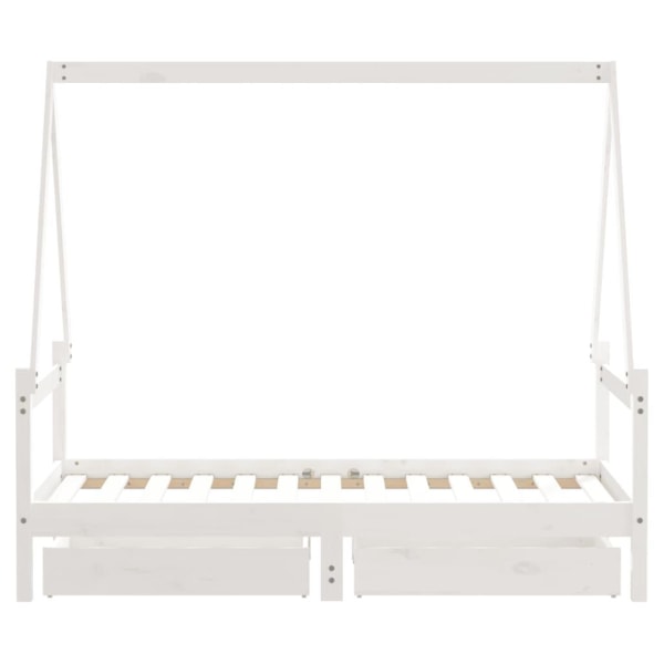 vidaXL Sängram med lådor för barnsäng vit 80x160 cm massiv furu Vit