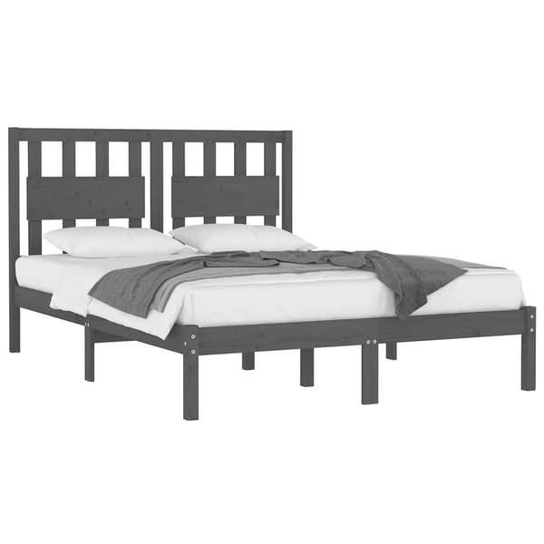 vidaXL Sängram grå massiv furu 140x190 cm Grå