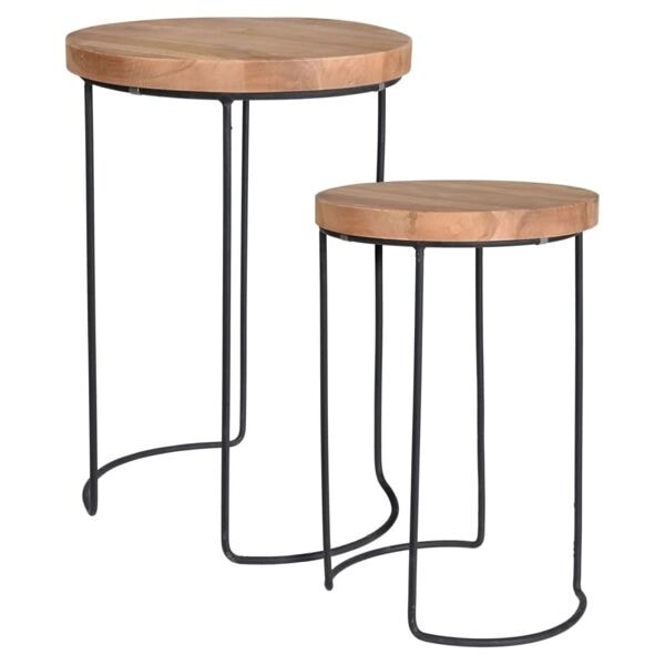 H&S Collection Sidobord 2 delar teak Brun