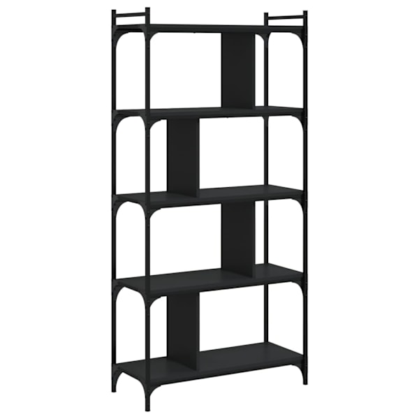 vidaXL Bokhylla 5 hyllplan svart 76x32x158 cm konstruerat trä Svart