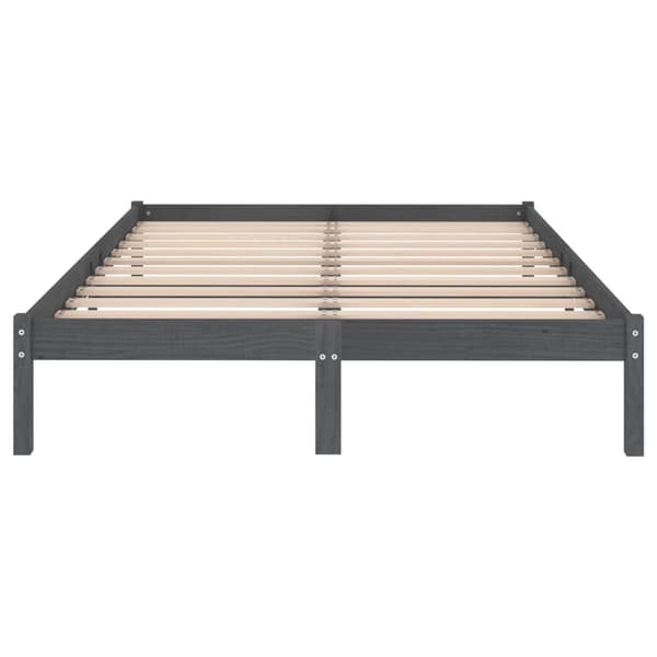 vidaXL Sängram grå massivt trä 135x190 cm grå