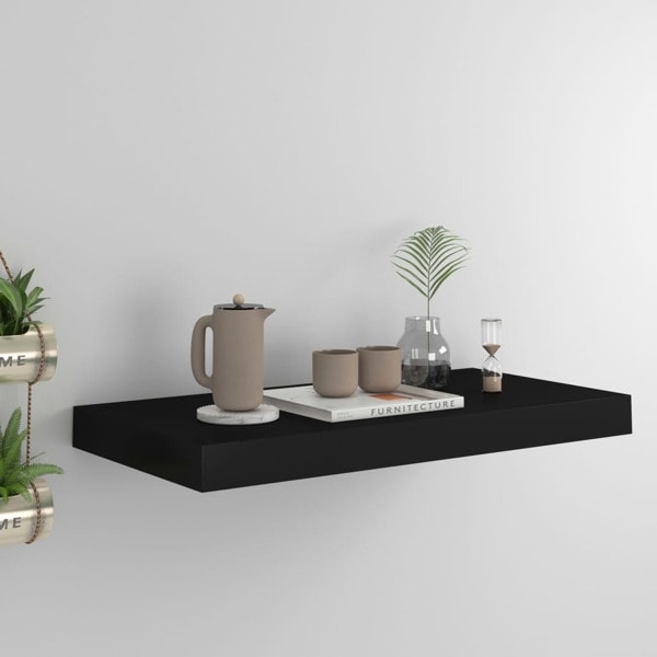 vidaXL Svävande vägghylla svart 50x23x3,8 cm MDF Svart