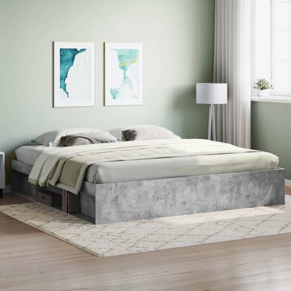 vidaXL Sängram betonggrå 200x200 cm Grå
