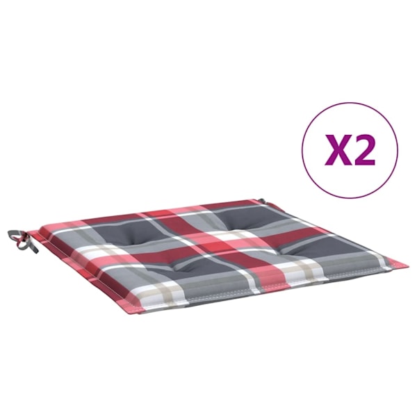 vidaXL Stolsdynor 2 st rödrutig 40x40x3 cm oxfordtyg multifärg