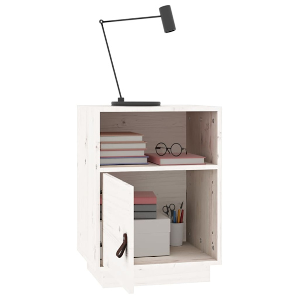 vidaXL Sängbord vit 40x34x55 cm massiv furu Vit