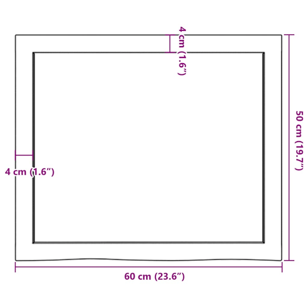 vidaXL Bordsskiva ljusbrun 60x50x(2-4) cm behandlad massiv ek Brun