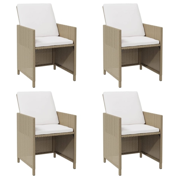 vidaXL Trädgårdsstolar med dynor 4 st konstrotting beige Beige