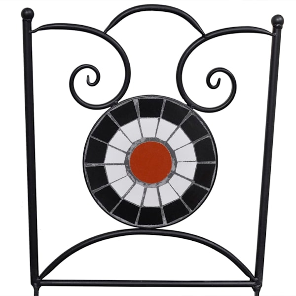 vidaXL Cafébord i mosaik 60 cm med 2 stolar terrakotta/vit Brun
