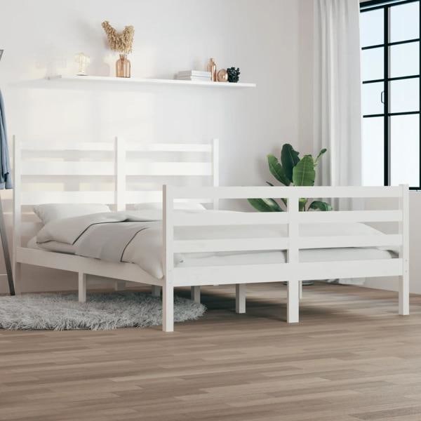 vidaXL Sängram massiv furu 140x200 cm Vit