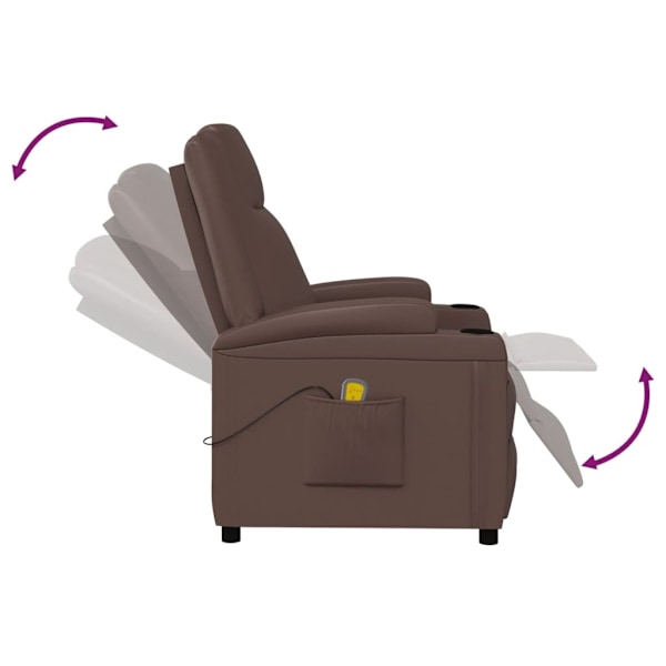 vidaXL Massagefåtölj brun konstläder Brun