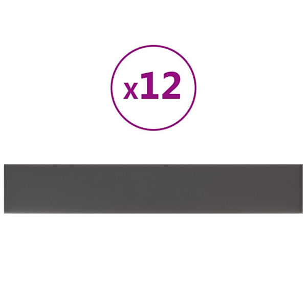 vidaXL Väggpaneler 12 st grå 90x15 cm konstläder 1,62 m² Grå