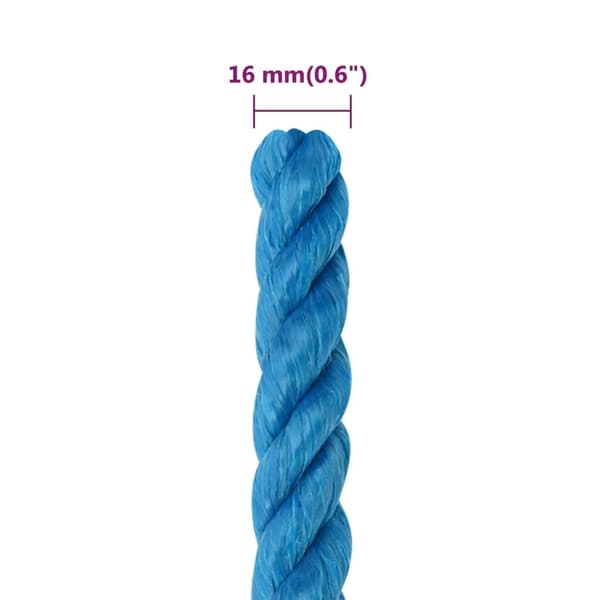 vidaXL Rep blå 16 mm 50 m polypropylen Blå