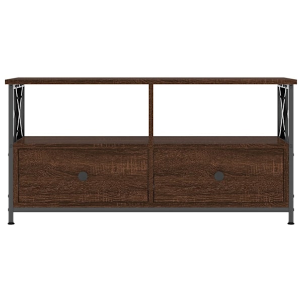 vidaXL Tv-bänk brun ek 90x33x45 cm konstruerat trä & järn Brun
