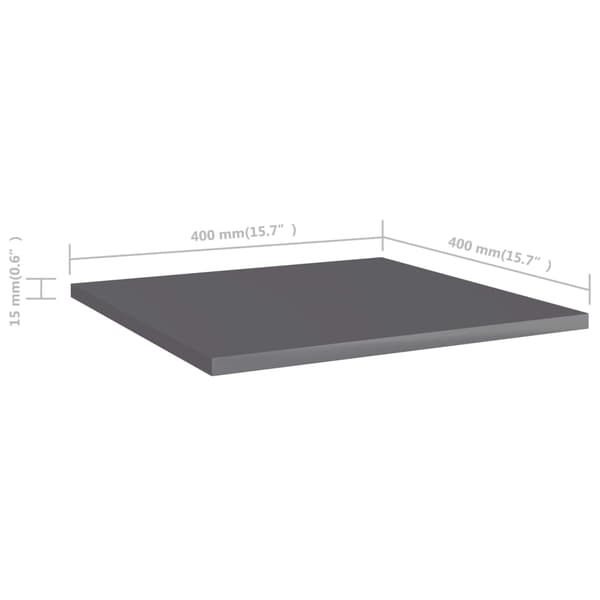 vidaXL Hyllplan 8 st grå högglans 40x40x1,5 cm konstruerat trä grå