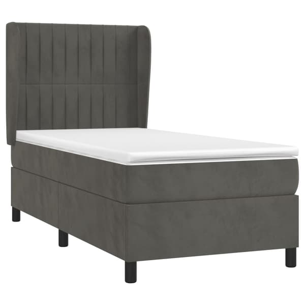 vidaXL Ramsäng med madrass mörkgrå 90x200 cm sammet Grå
