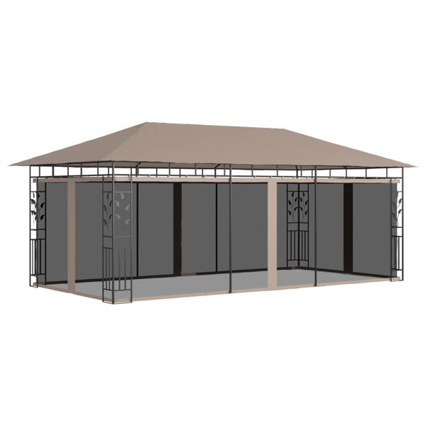 vidaXL Paviljong med myggnät 6x3x2,73 m taupe 180 g/m² Taupe