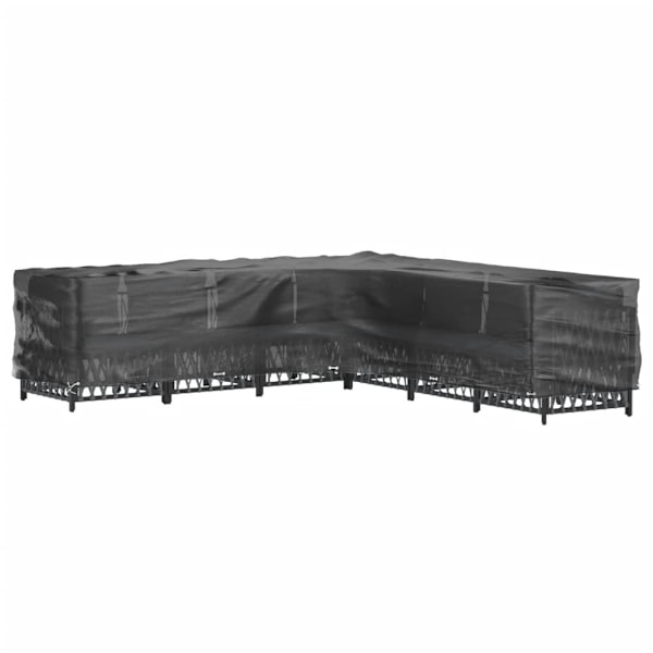 vidaXL Överdrag för utemöbler 20 ölj. 300x300x90cm L-format Svart