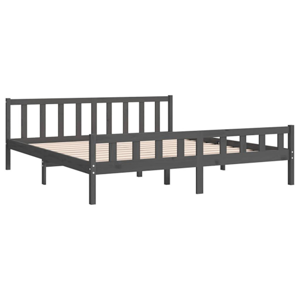 vidaXL Sängram grå massiv furu 200x200 cm Grå