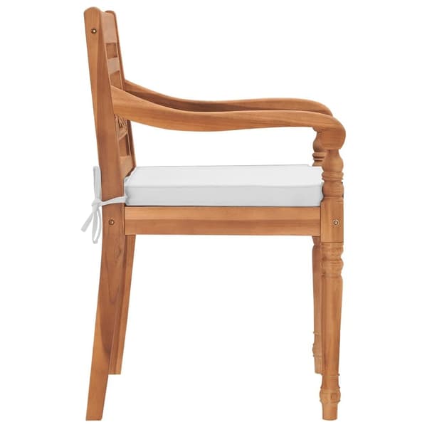 vidaXL Bataviastolar 2 st med dynor massiv teak Vit