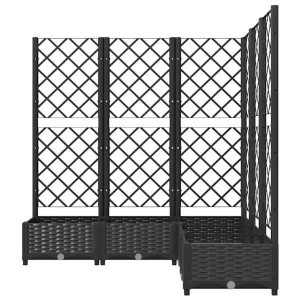 vidaXL Odlingslåda med spaljé svart 120x120x121,5 cm PP Svart
