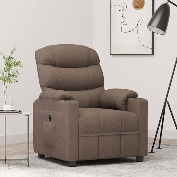 vidaXL Elektrisk reclinerfåtölj taupe tyg Taupe