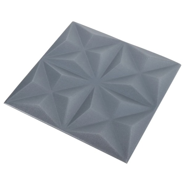 vidaXL 3D Väggpaneler 12 st 50x50 cm origami grå 3 m² grå