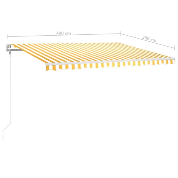 vidaXL Automatisk markis med vindsensor & LED 400x300 cm gul/vit Gul