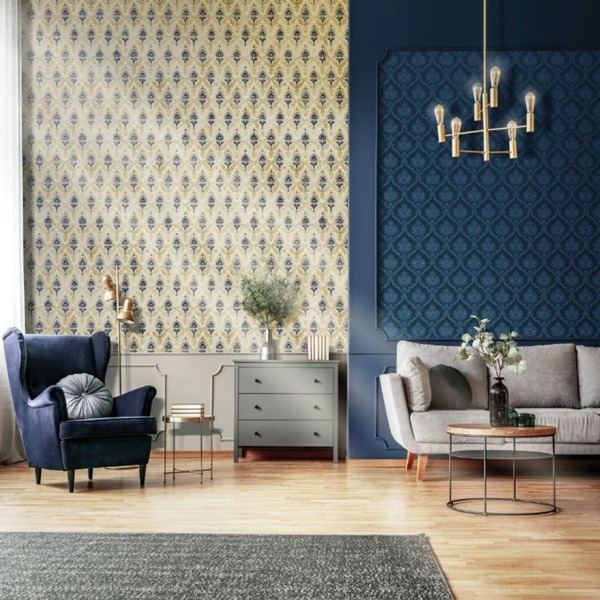 Noordwand Tapet Topchic Classic Ornaments marinblå Blå