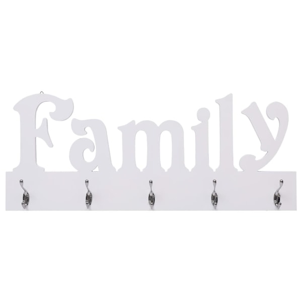 vidaXL Väggkrokar FAMILY 74x29,5 cm Vit
