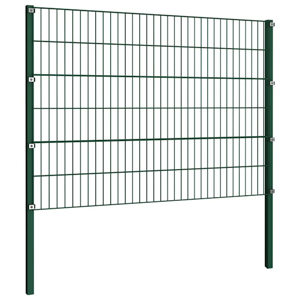 vidaXL Stängselpanel med stolpar järn 10,2x1,2 m grön Grön