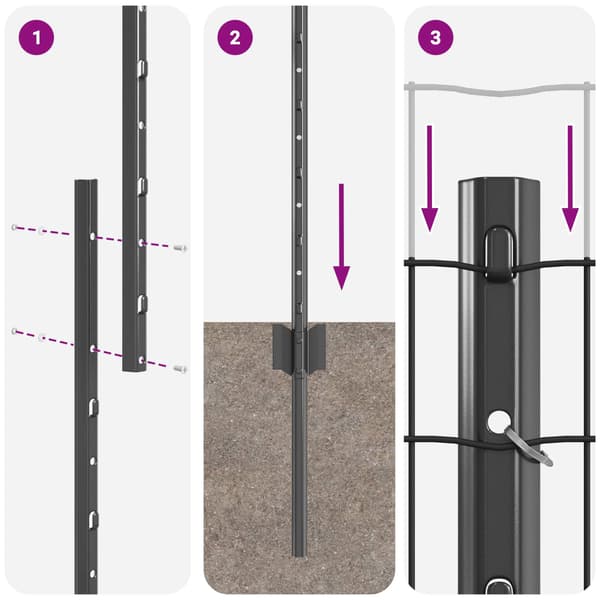 vidaXL Euro Staket med Stöd 10 x 1,5 m PVC-belagda stål Grå Mesh Grå