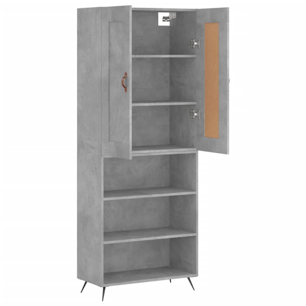 vidaXL Högskåp betonggrå 69,5x34x180 cm konstruerat trä Grå