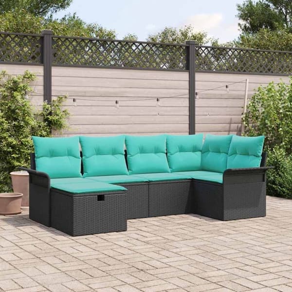 vidaXL Trädgårdsoffset 6 st Poly rattan Svart